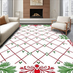 Crimson Lattice Berry Sprig Border Rug