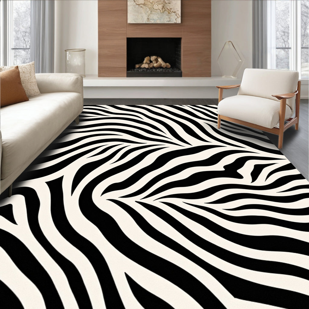 Black Ivory Wave Lines Rug