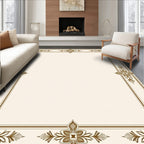 Elegant Gold Floral Scroll Border Rug