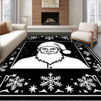 Classic Black White Santa Snowflake Frame Rug