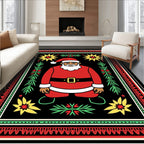 Whimsical Santa Claus Festive Folk Rug