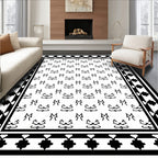 Black White Reciprocal Geometric Motif Rug