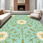 Art Nouveau Teal Floral Swirl Rug