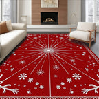 Crimson White Starburst Snowflake Bloom Rug