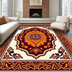 Warm Orange and Plum Medallion Rug