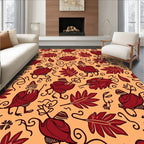 Whimsical Red Figure Folk Art Rug