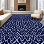 Navy Light Blue Intricate Lattice Rug