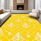 Golden Pine Tree Snowflake Lattice Rug