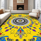 Vibrant Yellow Psychedelic Mandala Rug