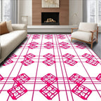 Pink Geometric Diamond lattice Rug
