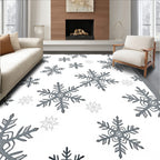 Gray Hand Drawn Snowflake Medley Rug