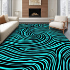 Vibrant Aqua Swirl Abstract Lines Rug