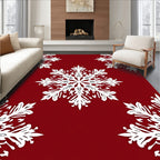 Crimson White Snowflake Garland Rug