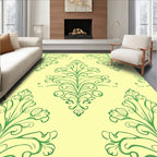 Green Floral Medallion Damask Wallpaper Rug
