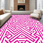 Vivid Pink Geometric Labyrinth Rug