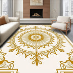 Golden Sunburst Floral Medallion Rug