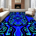 Vibrant Blue Abstract Swirl Medallion Rug