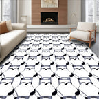 Modern Gray Geometric Octagon Repeating Rug