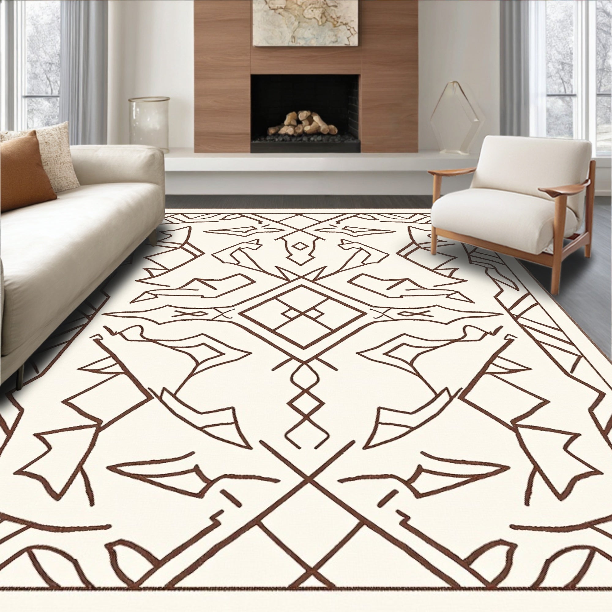Bold Earthy Tone Geometric Animal Rug
