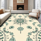 Vintage Teal Floral Medallion Lace Rug