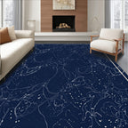 Deep Blue Abstract Sketchy Swirl Rug