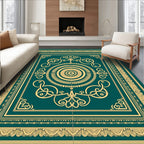 Deep Teal Gold Medallion Panel Rug