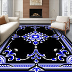 Classic Blue White Medallion Scrollwork Rug