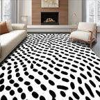 Black White Dotted Organic Wave Rug