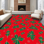 Crimson Green Maple Leaf Scatter Rug