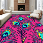 Hot Pink Peacock Feather Arrangement Rug
