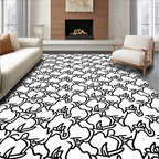 Whimsical Black Rhino Outline Rug