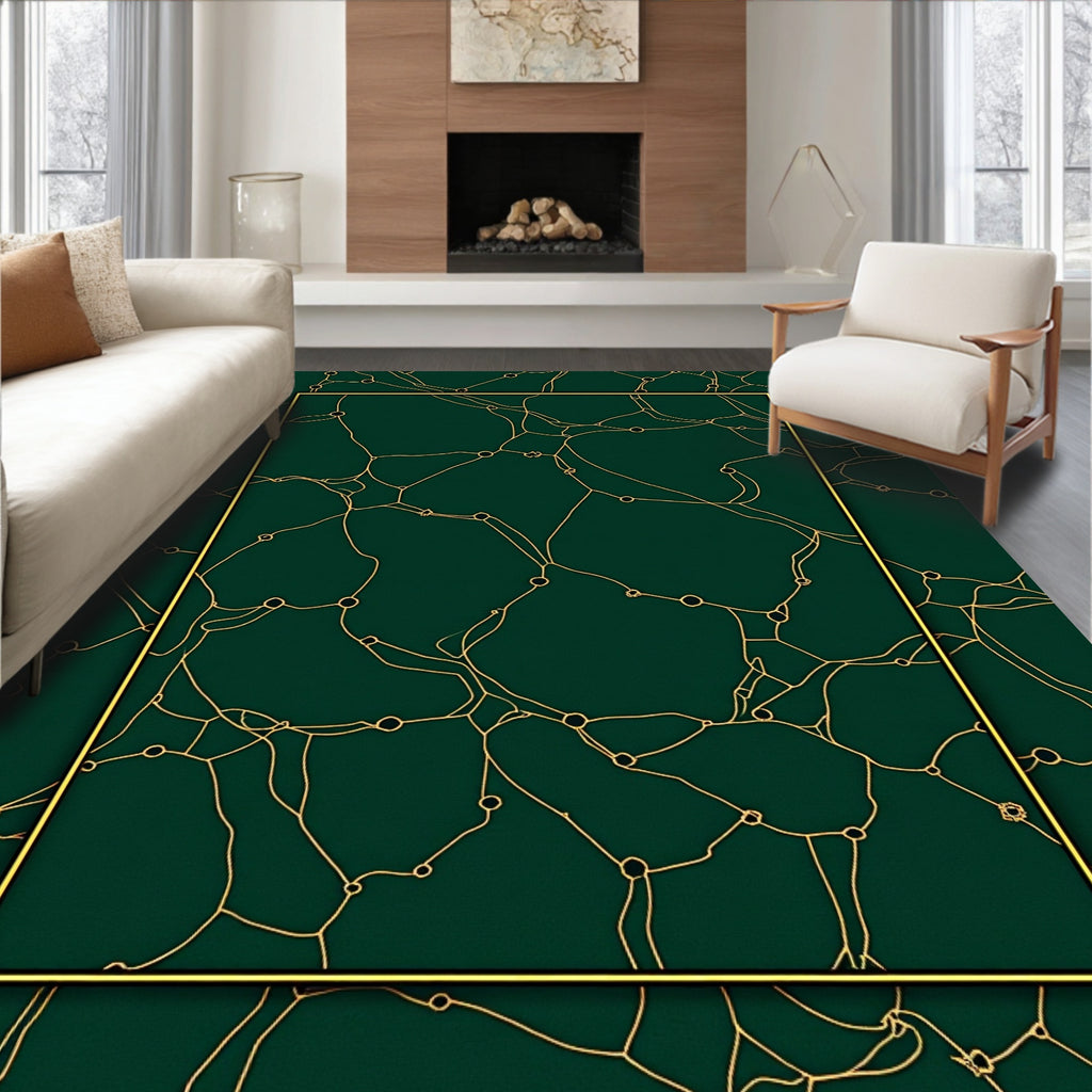 Emerald Green Woven Network Border Rug