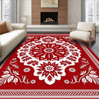 Bold Red Floral Mandala Medallion Rug