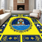 Blue House Yellow Festive Framing Rug