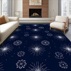 Dark Blue White Starburst Scatter Rug