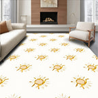 Golden White Daisy Floral Repeat Rug