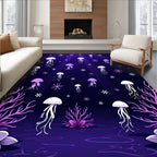 Deep Sea Jellyfish Under Purple Lights Rug