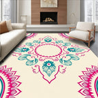 Crimson Teal Mandala Floral Rug