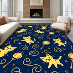 Cute Yellow Cats and Lanterns Rug