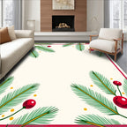 Crimson Berry Pine Needle Border Rug
