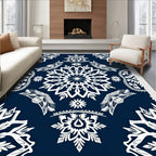 Midnight Navy White Floral Medallion Rug