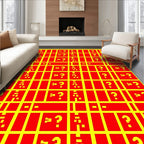 Bold Red Yellow Glitch Grid Rug