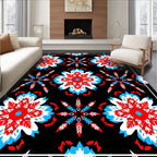 Red White Blue Floral Starburst Rug
