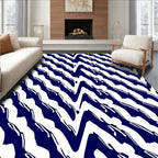 Navy White Jagged Stripe Accent Rug