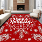 Red White Floral Holiday Festivity Rug