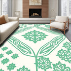 Mint Green Floral Geometric Medallion Rug