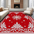 Classic Red Snowflake Scroll Rug