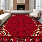Crimson Floral Bordered Medallion Rug
