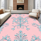 Ornate Aqua Floral Rococo Rug
