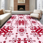 Crimson Floral Medallion Tile Rug